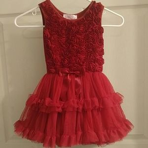 Popatu Little Girls Burgundy Rose Dres
